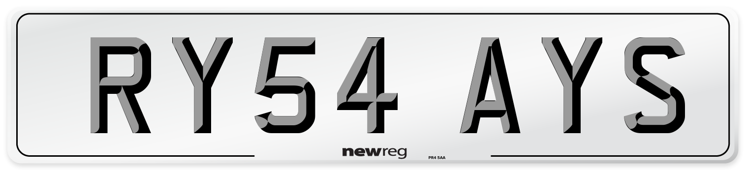 RY54 AYS Number Plate from New Reg